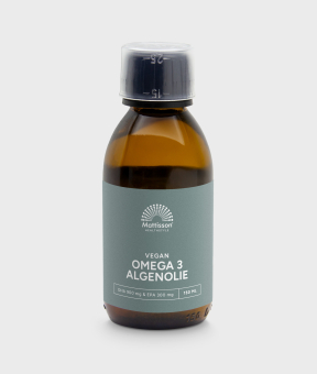 Vegan algenolie 1200 mg omega 3, vloeibaar supplement.