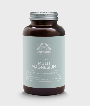 Multi magnesium tabletten met verschillende magnesiumvormen.