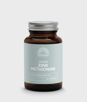 Zink methionine 15 mg 90 capsules, goed opneembaar zinkcomplex.